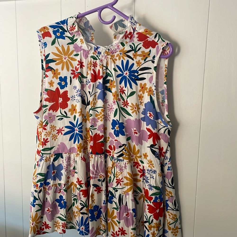 shop the mint sleeveless blouse, floral, tiered